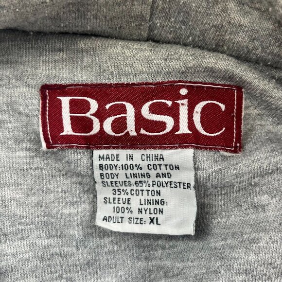 Basic Bomber Jean Trucker Jacket Men's XL Blue Denim Hooded Snap Button RN 90163 - Picture 3 of 16